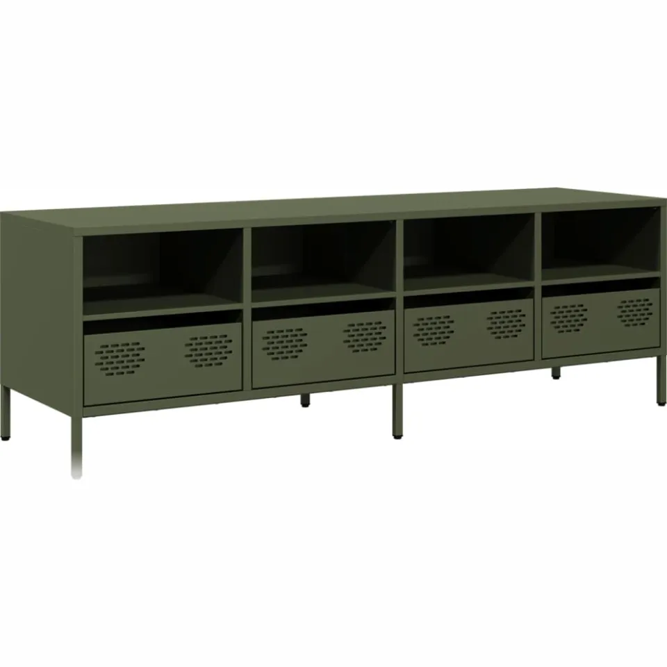 vidaXL Tv-meubel 135x39x43,5 cm koudgewalst staal olijfgroen, foto 3