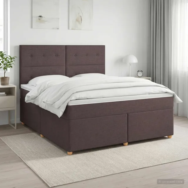vidaXL Boxspringbed met matras Donkerbruin 140 x 190 cm Stof