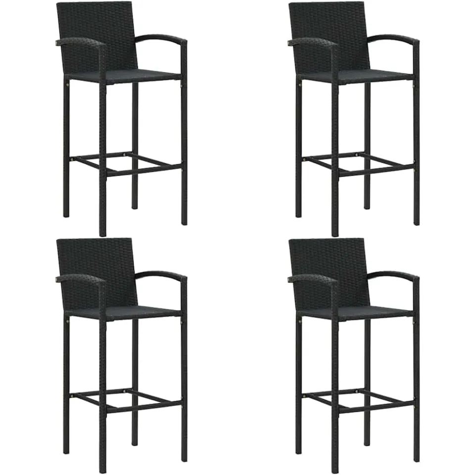 vidaXL 5-delige Tuinbarset poly rattan zwart