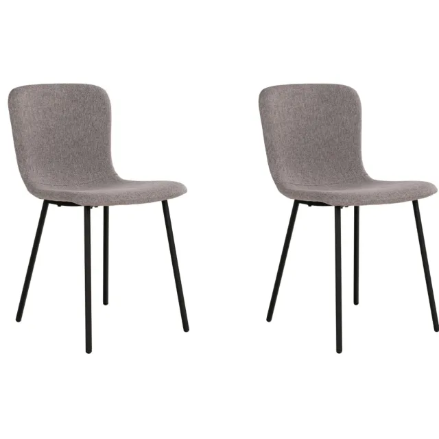 QUVIO Eetkamerstoelen Logan - Polyester - Staal - Lichtgrijs - Set van 2