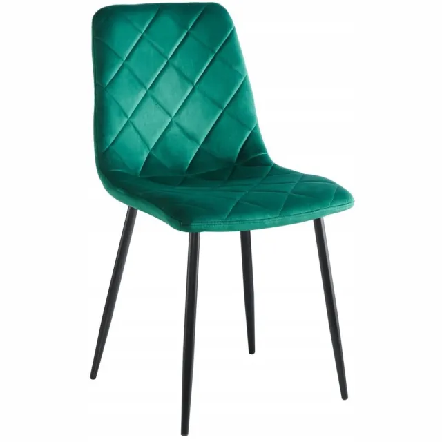 Furnitex Riviera 38 - Eetkamerstoel - Donkergroen - Fluwelen bekleding - Metalen poten Donkergroen;Zwart