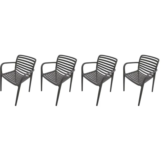 Garden Impressions Nantes loungestoelen set van 4 antraciet grijs