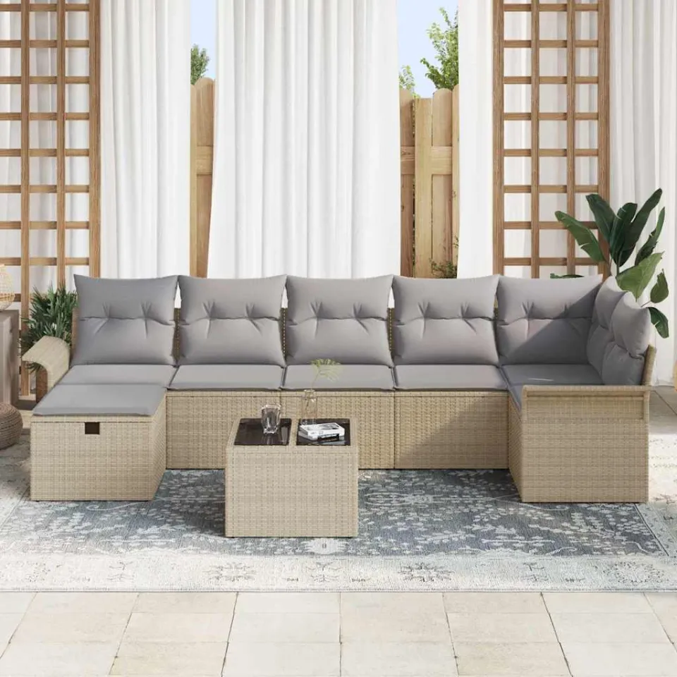 vidaXL Tuin Sofa Set 8 st Poly riet bruin, foto 3