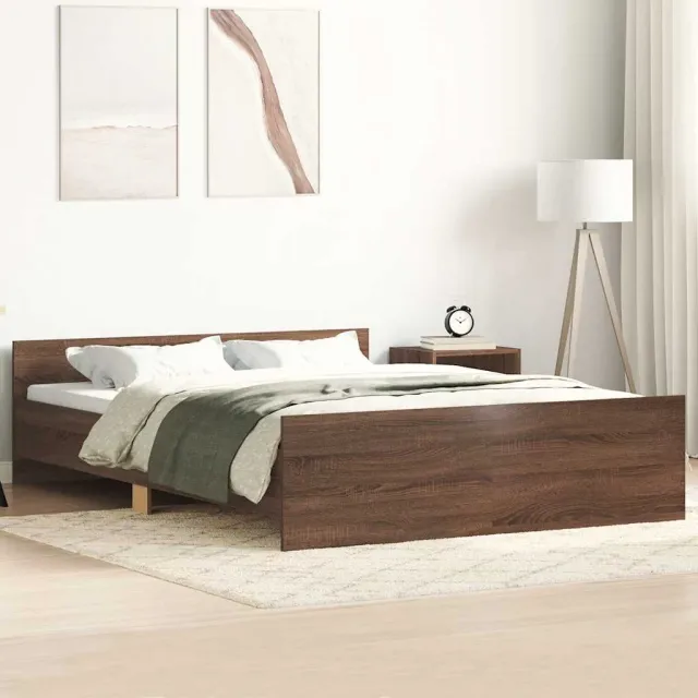 vidaXL Bedframe hoofd- en voeteneinde bruin eikenkleur 120x190 cm