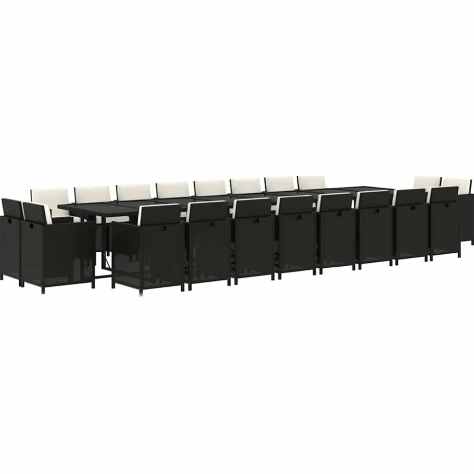 vidaXL 21-delige Tuinset met kussens poly rattan zwart