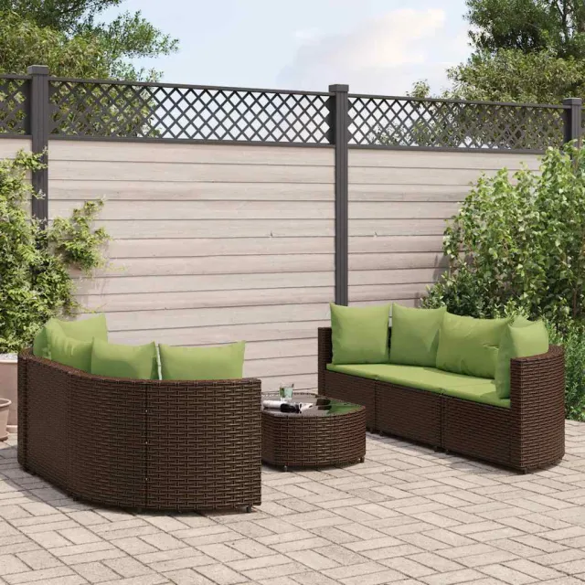 vidaXL 7-delige Loungeset met kussens poly rattan bruin, foto 2