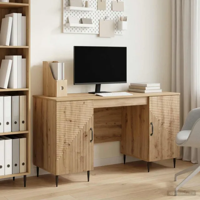vidaXL Bureau Artisanaal eiken 142,5 x 50 x 75 cm Bewerkt hout