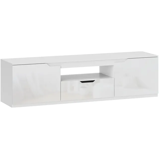 Merax TV Meubel Wit Hoogglans 160 cm met Lade en Kabelbeheer – Tv Kast voor 65 Inch Televisie