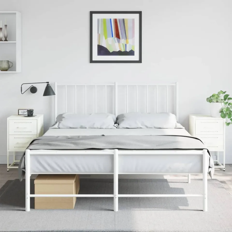 vidaXL Nachtkastjes 2 st 36x39x60,5 cm staal wit, foto 2