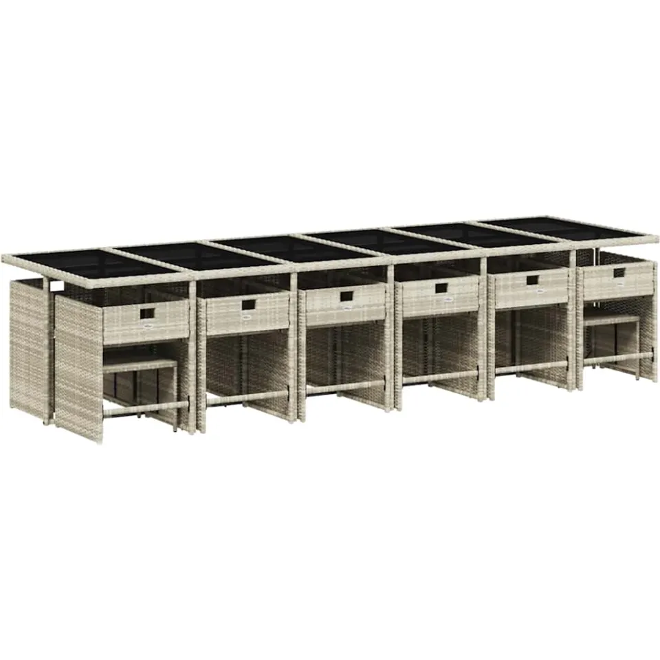 vidaXL 17-delige Tuinset met kussens poly rattan lichtgrijs grijs, foto 3