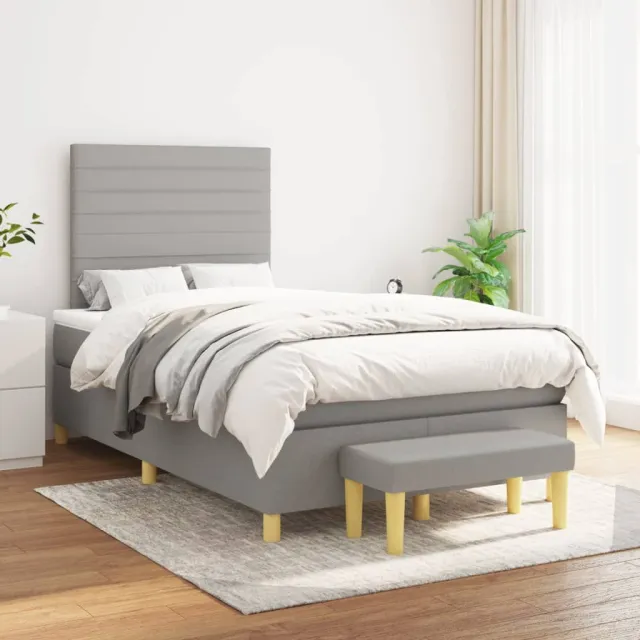 vidaXL Boxspring met matras stof lichtgrijs 120x200 cm grijs
