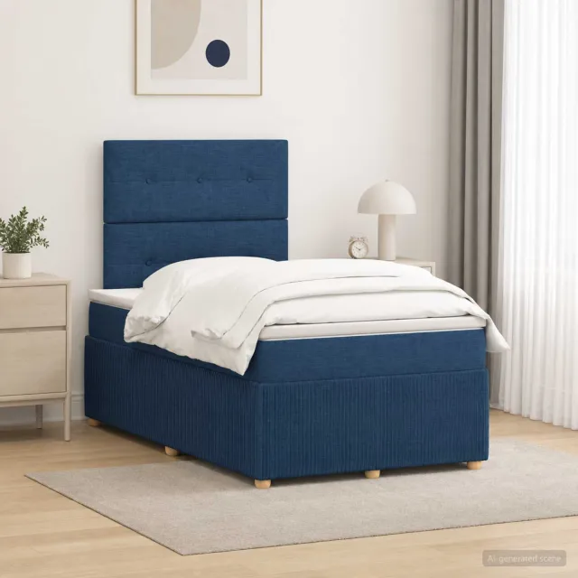 vidaXL Boxspringbed met matras Blauw 120 x 190 cm Stof