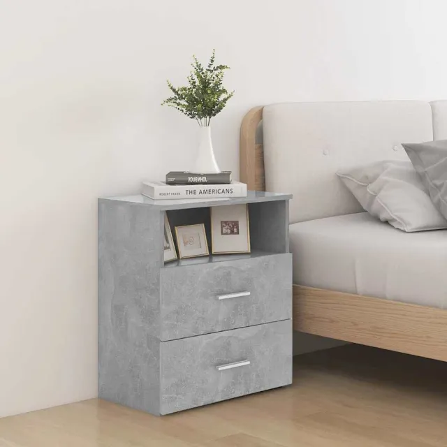vidaXL Nachtkastjes 2 st 50x32x60 cm betongrijs grijs, foto 2