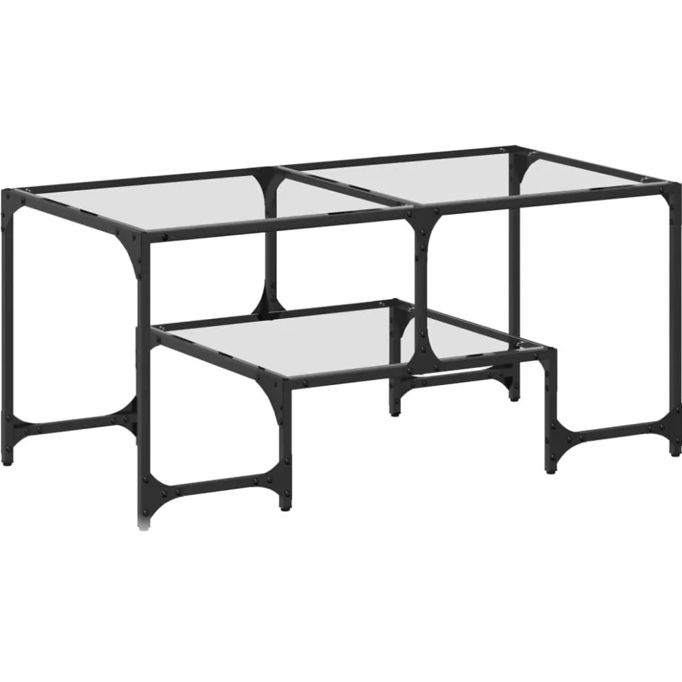 vidaXL Salontafel met transparant glazen blad 98,5x50x45 cm staal Transparent