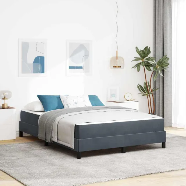 vidaXL Boxspringbed met matras Donkergrijs 140 x 200 cm Stof
