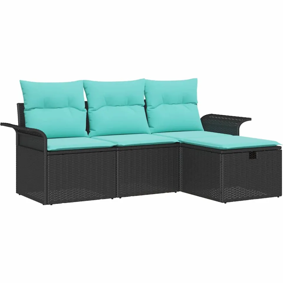 vidaXL Tuin Sofa Set 4 st Poly riet Bruin
