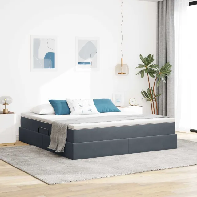 vidaXL Opbergbed met matras Donkergrijs 180 x 200 cm Fluweel