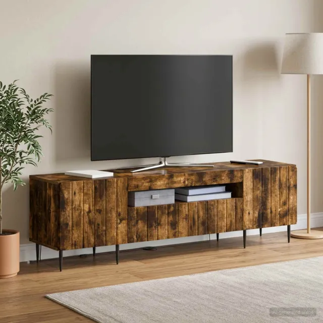 vidaXL LED tv-meubel ZWOLLE 153 x 35 x 43 cm Gerookt eiken Bruin