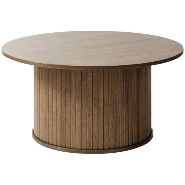 Olivine Lenn houten salontafel gerookt eiken - Ø90 cm Bruin