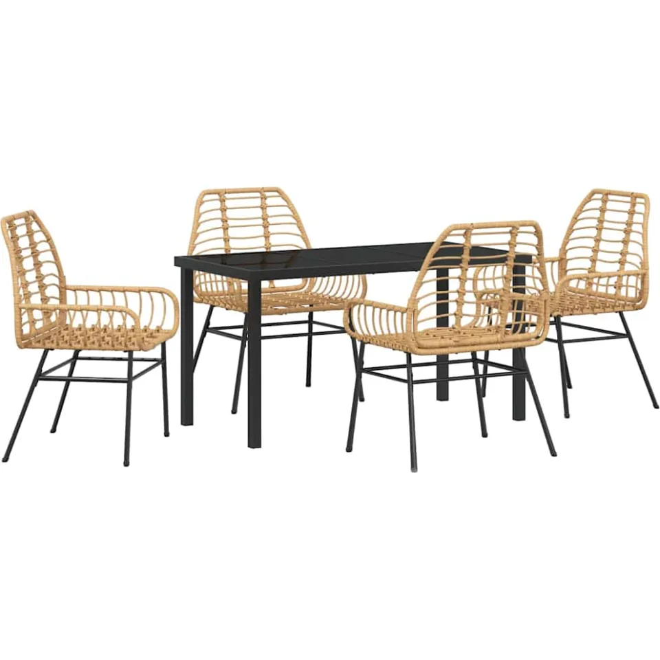 vidaXL Tuin eettafelset 5 st Bruin poly rattan