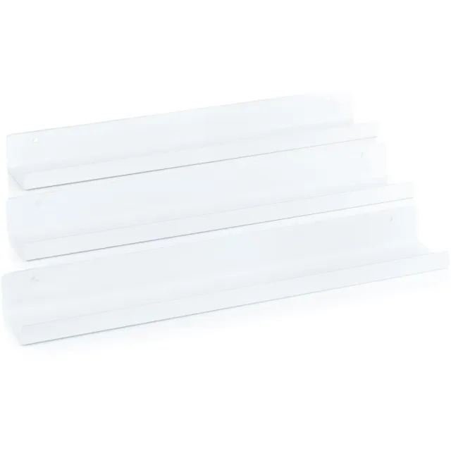 MÖNKE Vinylplatenplank – 3 Metalen Displayplanken – Toon je favoriete platen aan de muur – Deze vinylplatenhouder past op alle platen (Wit) Metaal (Wit)