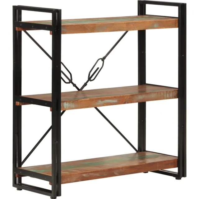 vidaXL Boekenkast 3-laags 77x30x80 cm massief recycled hout en ijzer Meerkleurig