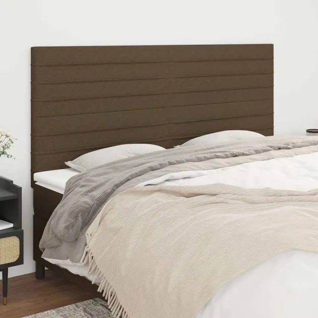 vidaXL Hoofdbord donkerbruin 180x5x118/128 cm stof bruin