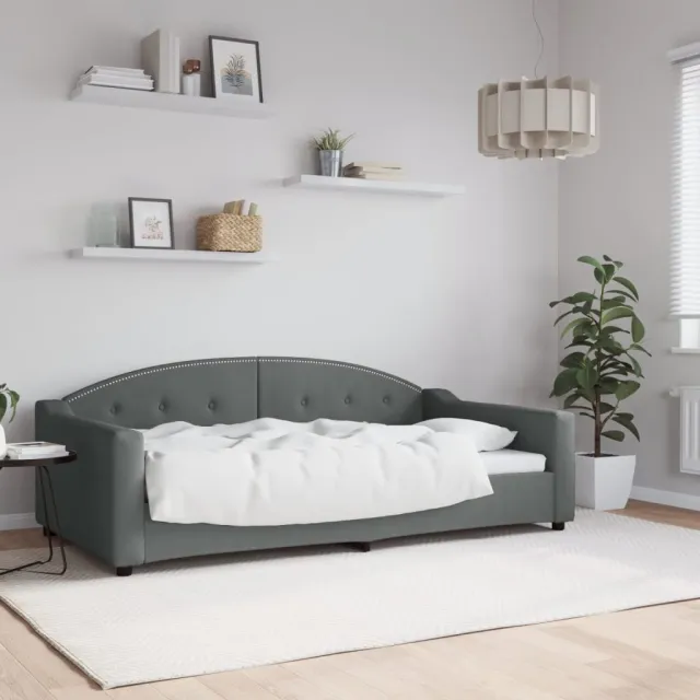 vidaXL Slaapbank 100x190 cm stof donkergrijs grijs