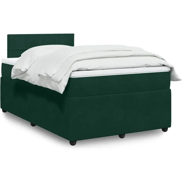 vidaXL Boxspring met matras fluweel donkergroen 120x200 cm groen