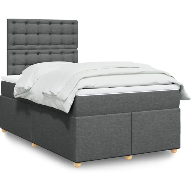 vidaXL Boxspring met matras stof donkergrijs 120x200 cm grijs