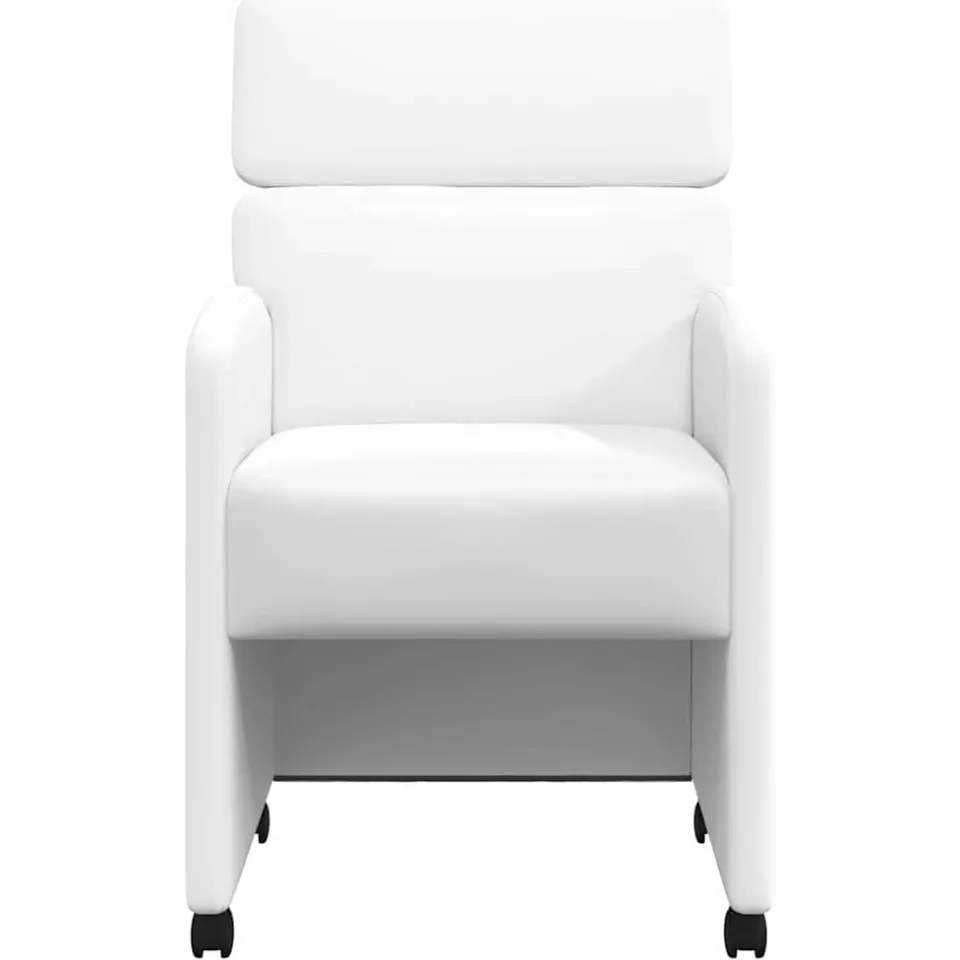 vidaXL Eetkamerstoelen met Wieltjes 2 st Kunstleer Wit 58 x 65 x 98 cm, foto 4