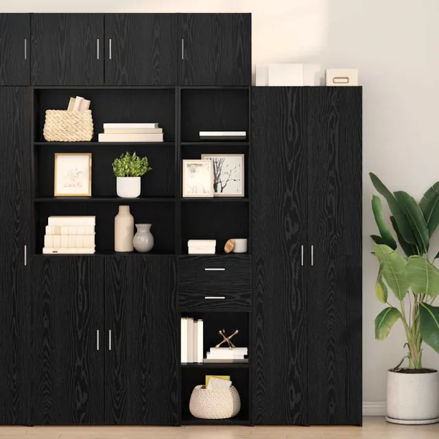 vidaXL Highboard Zwart Eiken 40 x 42,5 x 185 cm Bewerkt hout, foto 2