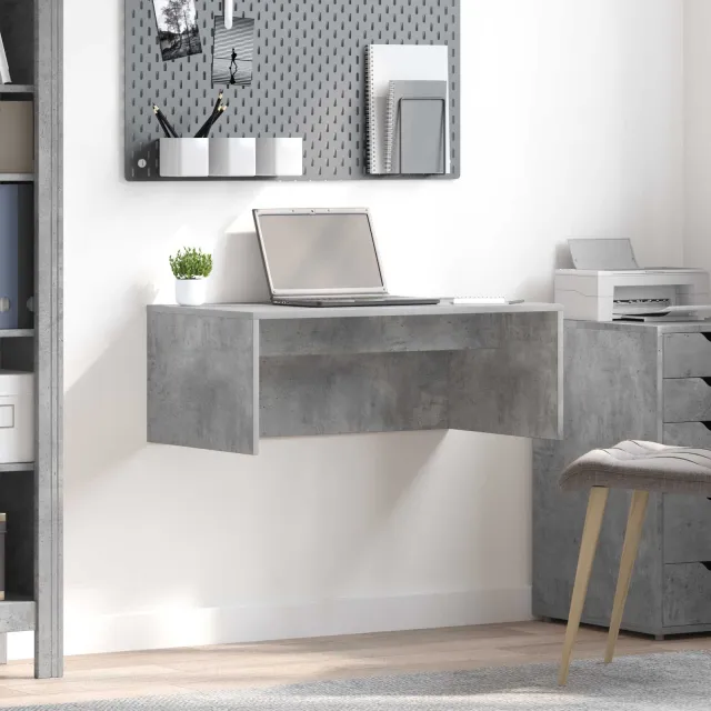 vidaXL Wandbureau Beton Grijs 80 x 45 x 30 cm Bewerkt hout, foto 2