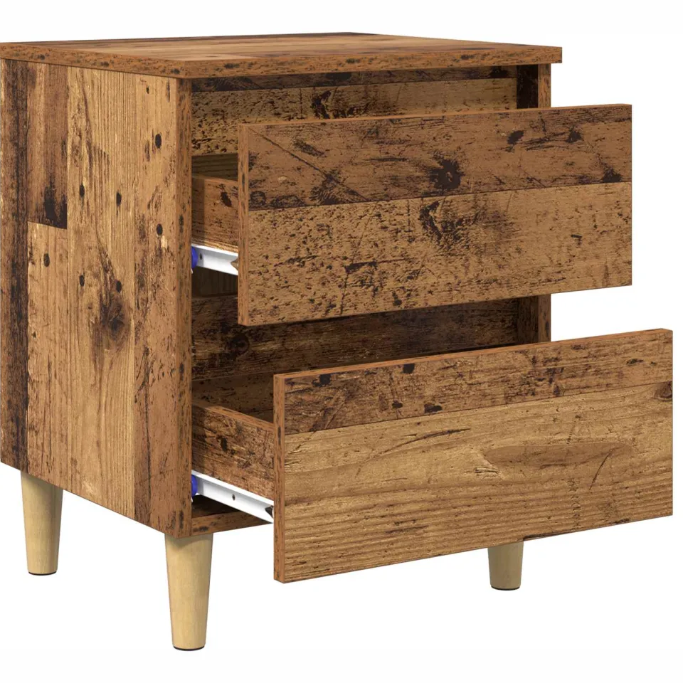 vidaXL Bedkast Oud Hout 40 x 35 x 50 cm Bewerkt hout bruin, foto 3