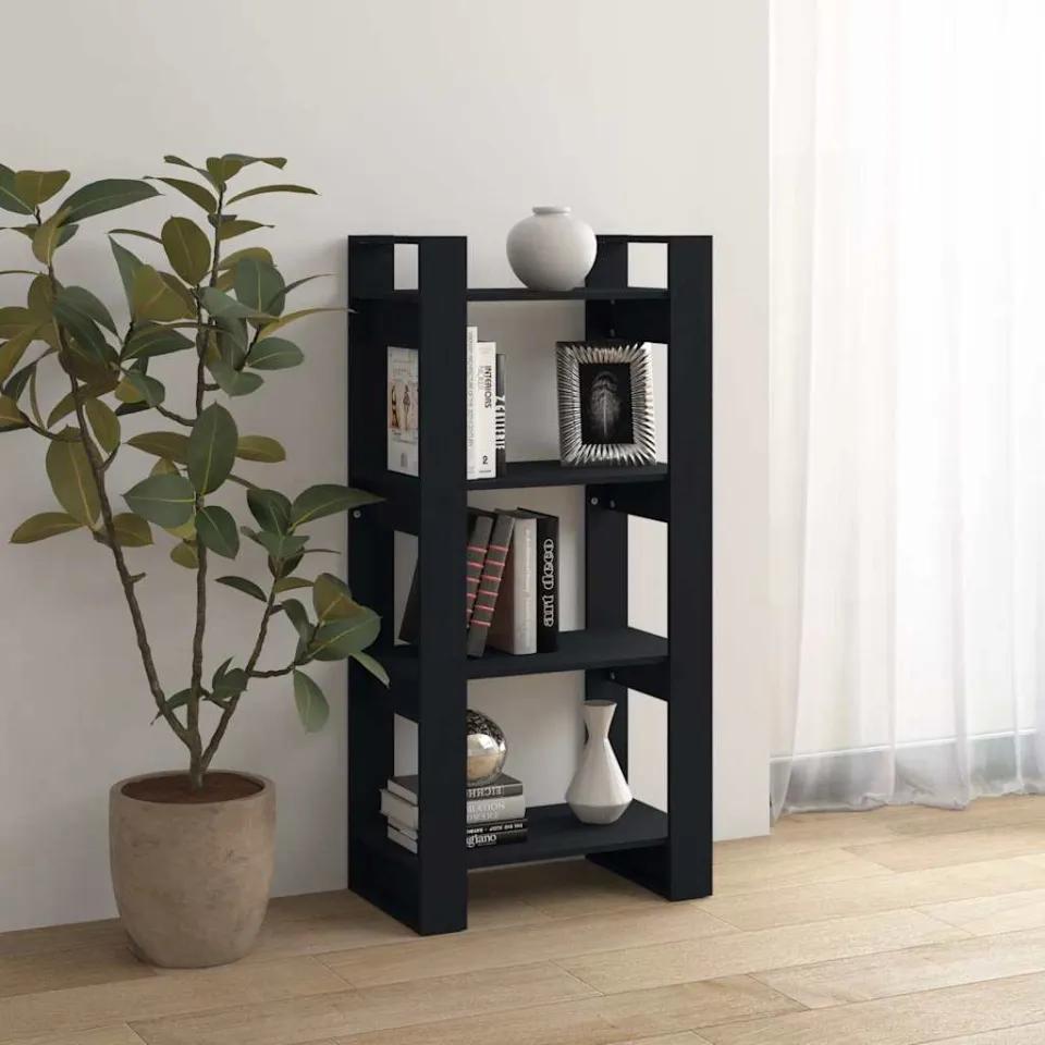 vidaXL Boekenkast/kamerscherm 60x35x125 cm massief hout zwart, foto 3