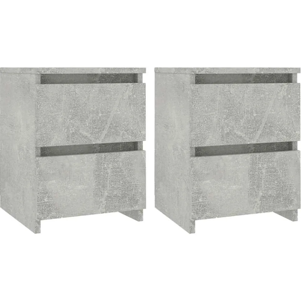 vidaXL Nachtkastjes 2 st 30x30x40 cm bewerkt hout betongrijs grijs, foto 3