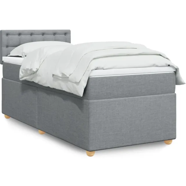 vidaXL Boxspring met matras stof lichtgrijs 90x200 cm grijs