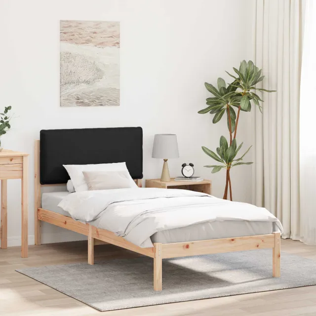 vidaXL Bedframe met Gevoerd Hoofdgedeelte Zwart 90 x 200 cm