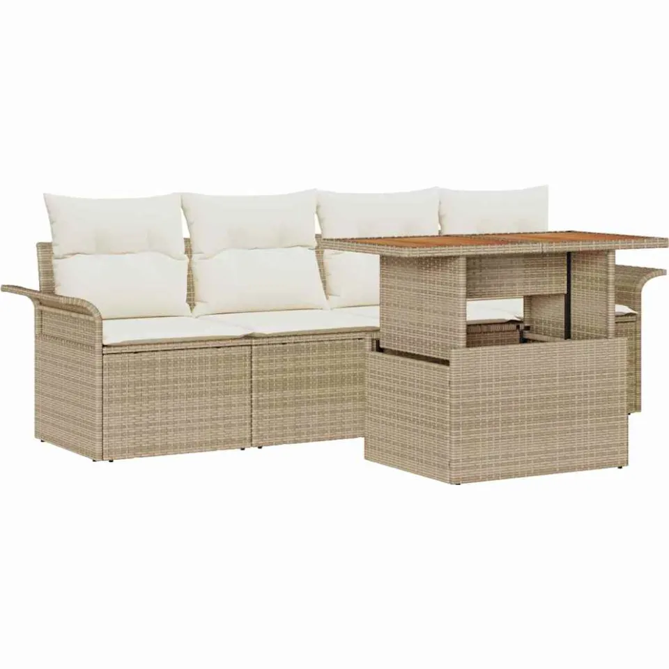 vidaXL Tuin Sofa Set 5 st Beige Poly riet
