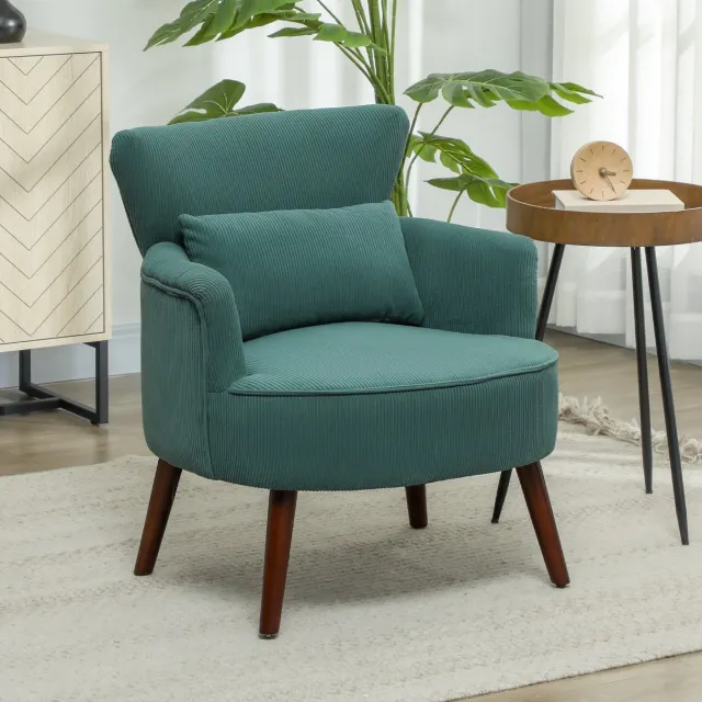 REDOM Fauteuil - Afgeronde Armleuningen - Rugleuning - Voor Woonkamer - Polyester - Donkergroen - 69 x 69,5 x 78 cm