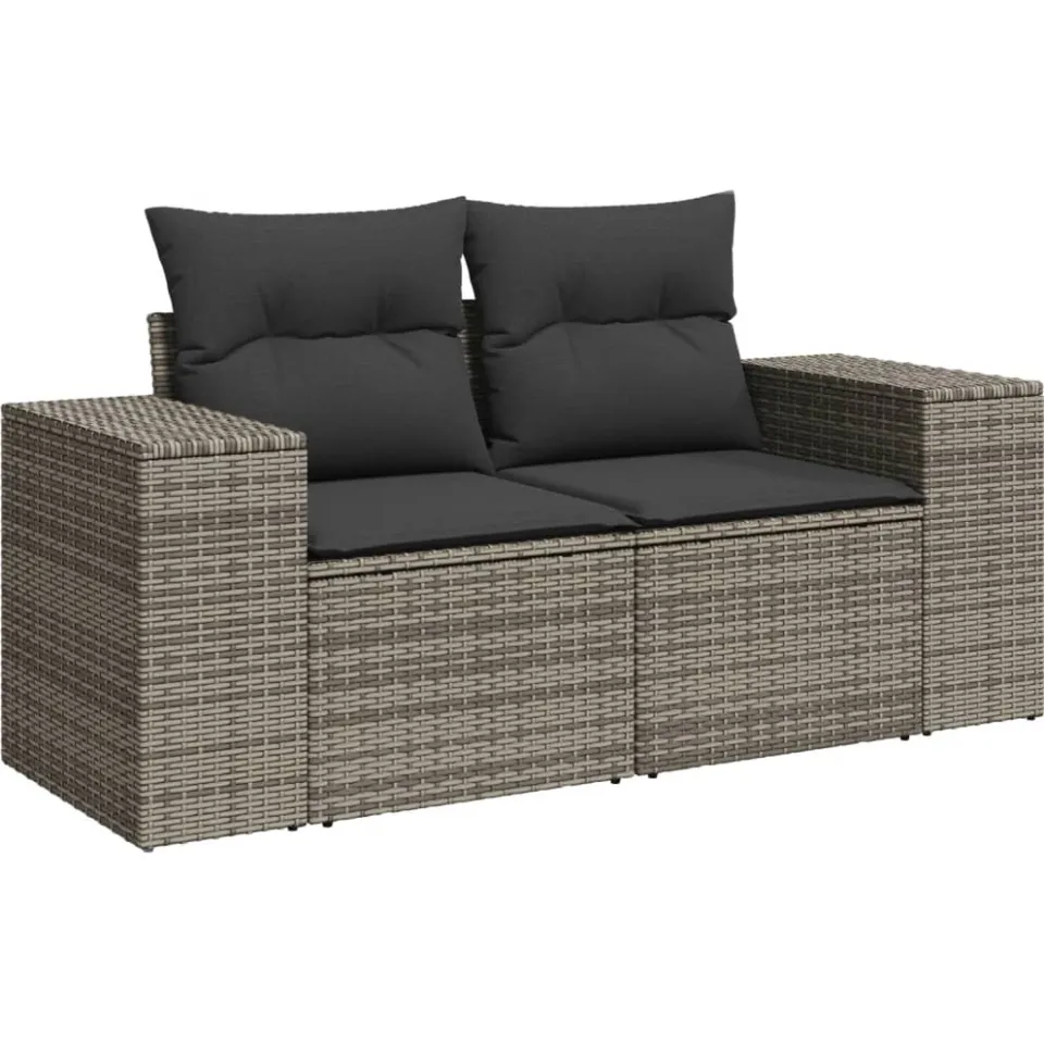 vidaXL 8-delige Loungeset met kussens poly rattan grijs, foto 4