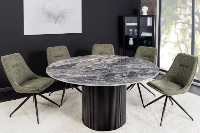 Invicta Interior Ronde eettafel UNIQUE 120cm zwart keramiek met onderstel - 46382 Zie omschrijving