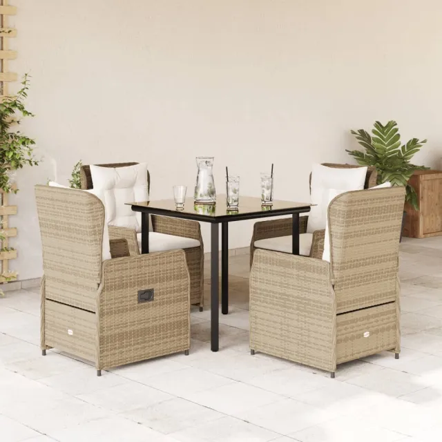 vidaXL 5-delige Tuinset met kussens poly rattan beige, foto 2