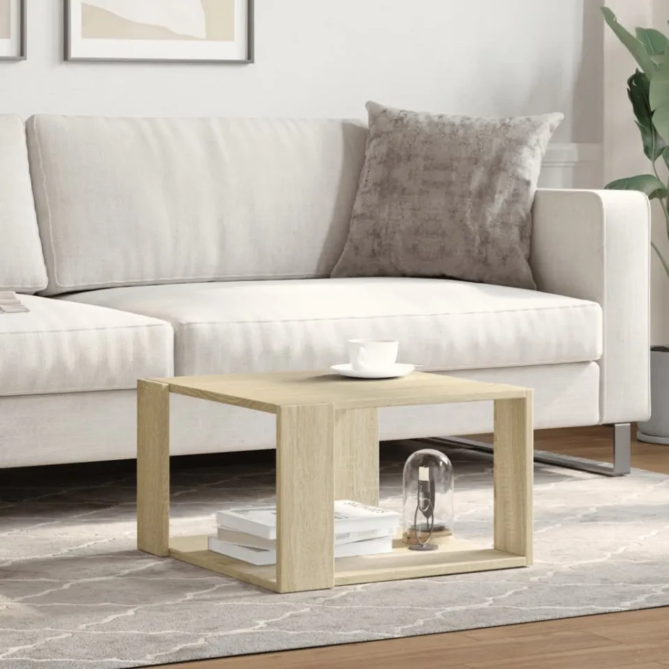 vidaXL Salontafel 51,5x51,5x30 cm bewerkt hout sonoma eikenkleurig Bruin