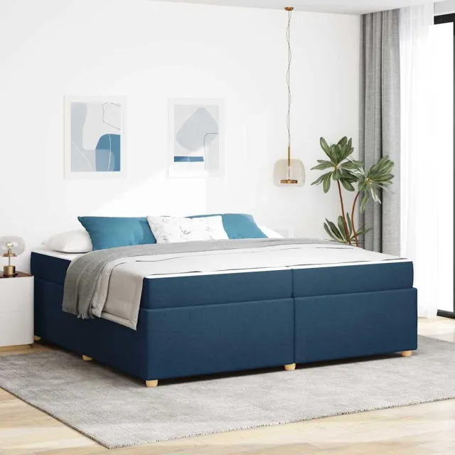 vidaXL Bedframe met matras Blauw 200 x 200 cm Stof