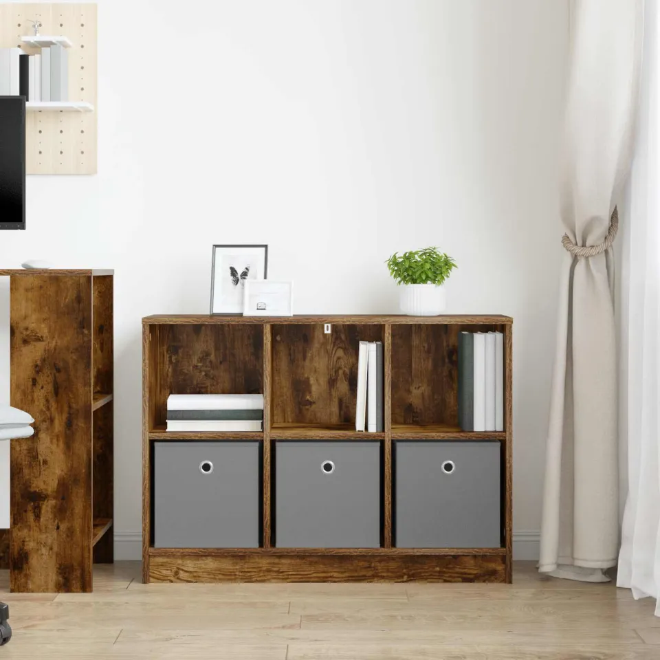 vidaXL Dressoir Gerookt eiken 88,5 x 27,5 x 63,5 cm, foto 4