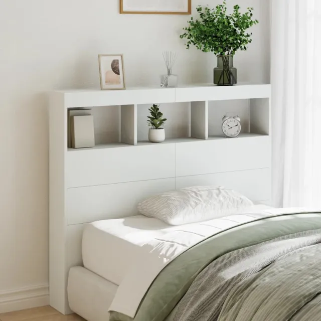 vidaXL Hoofdbordkast met LED-verlichting 120x17x102 cm wit