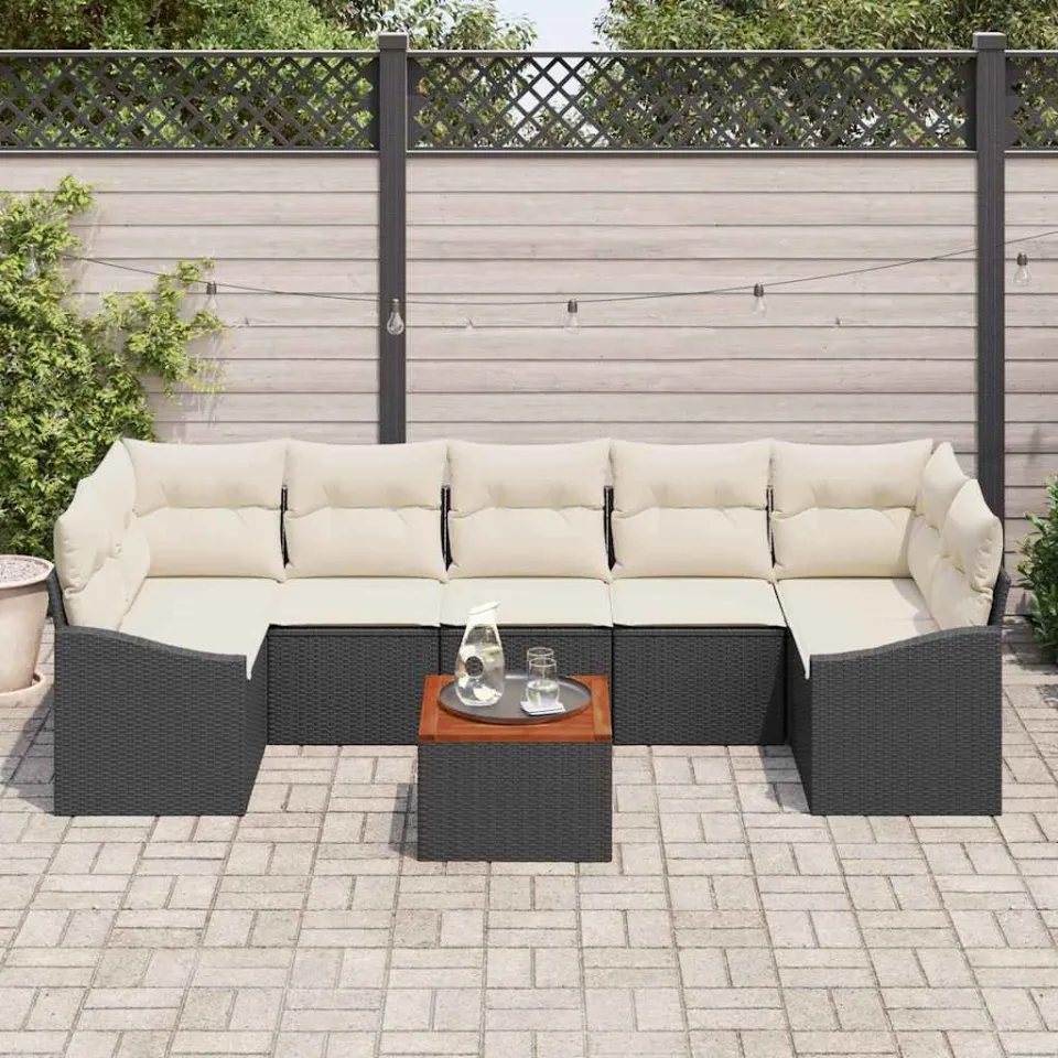 vidaXL Tuinbankenset 8 st Zwart poly rattan, foto 3