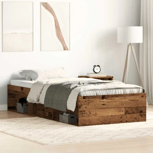 vidaXL Bedframe zonder matras 75x190 cm spaanplaat oud hout Bruin