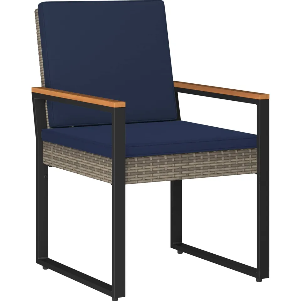 vidaXL Buitenmeubelset 4 st Grijs en Marineblauw poly rattan, foto 4